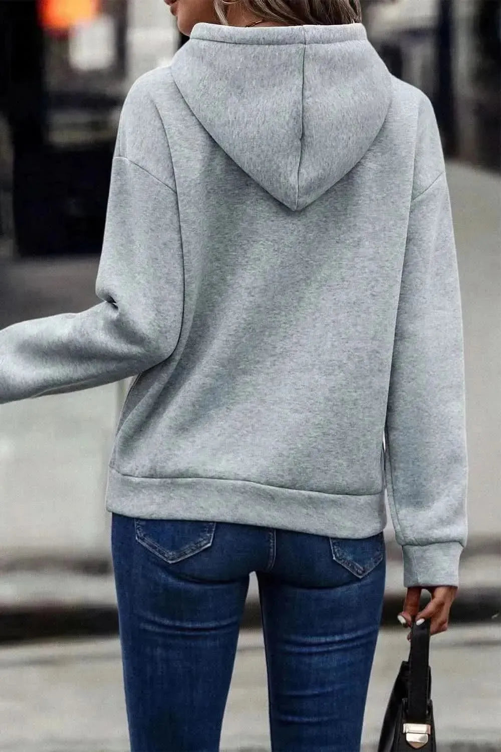 Contrast Fringe Detail Dropped Shoulder Hoodie - Bad Moms Club