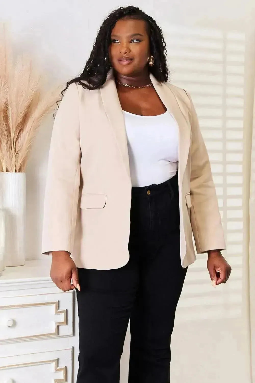 Shawl Collar Long Sleeve Blazer - Bad Moms Club