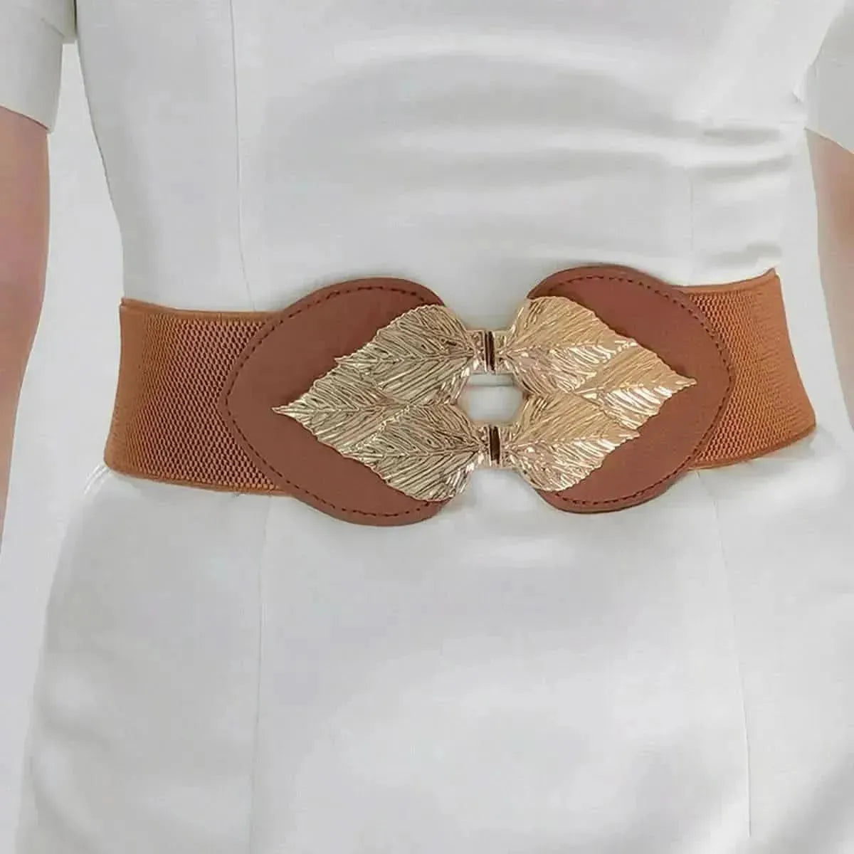 Alloy Leaf Buckle Elastic Belt - Bad Moms Club