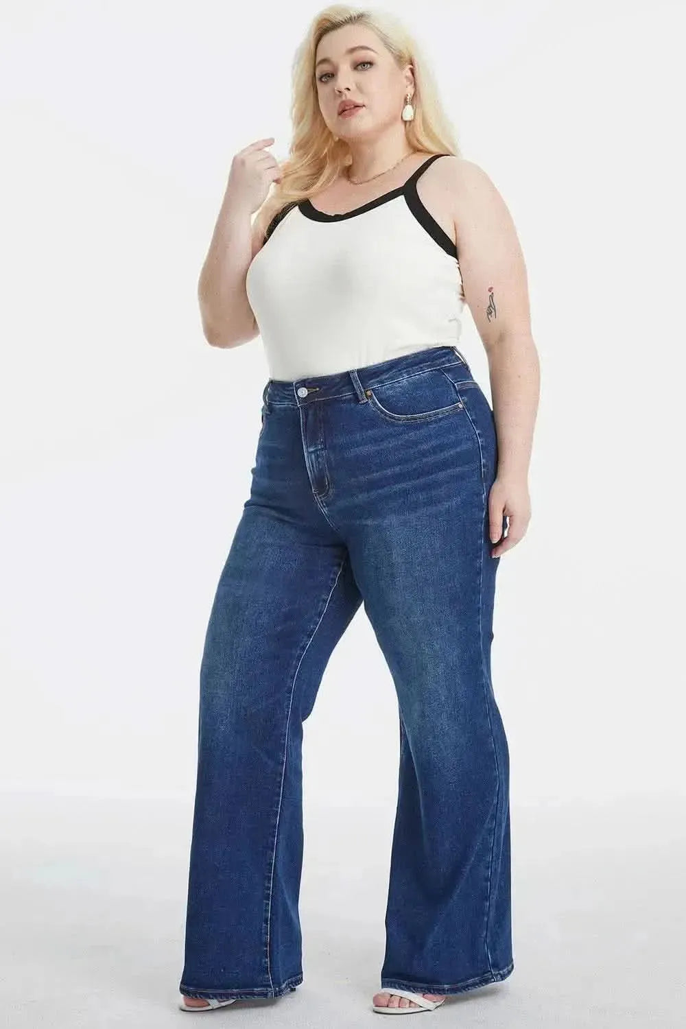 BAYEAS Full Size High Waist Cat's Whisker Wide Leg Jeans - Bad Moms Club
