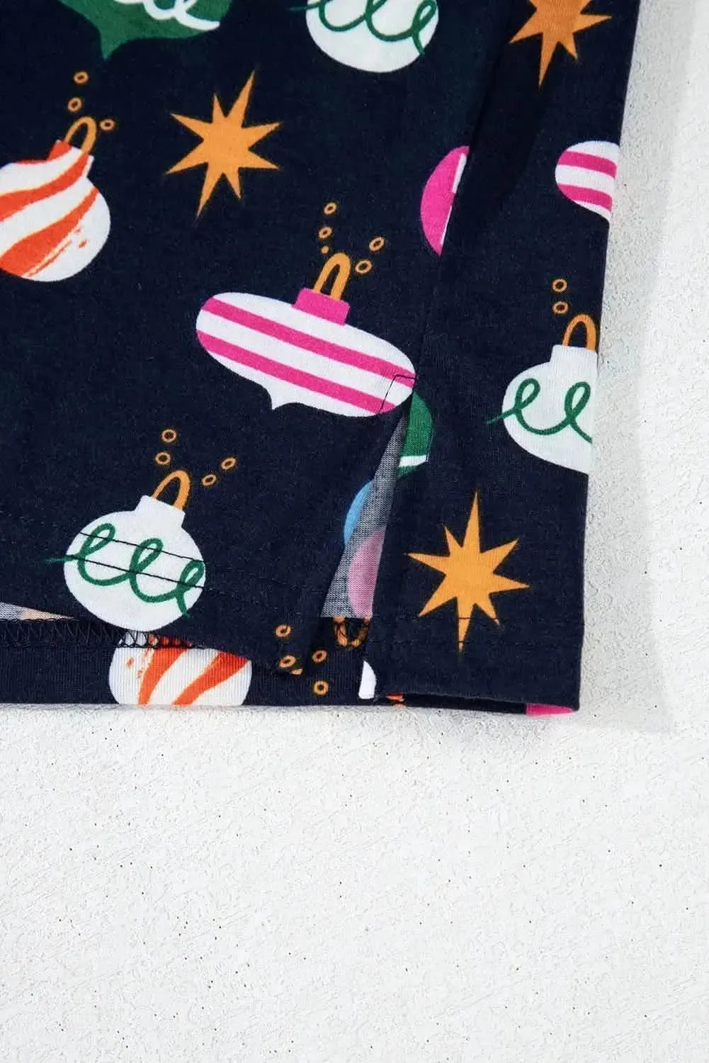 Christmas Lights Print Collared Neck Top and Pants Set - Bad Moms Club