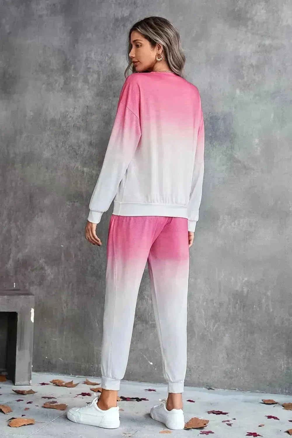 Gradient Round Neck Sweatshirt and Joggers Set - Bad Moms Club