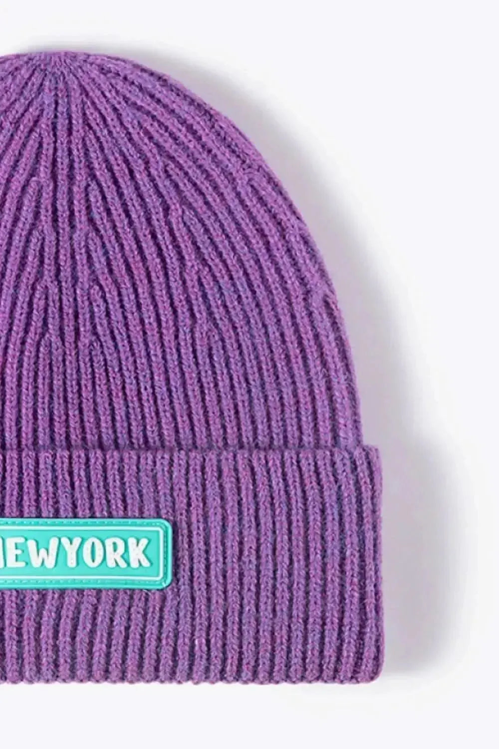 NEWYORK Patch Rib-Knit Cuffed Beanie - Bad Moms Club