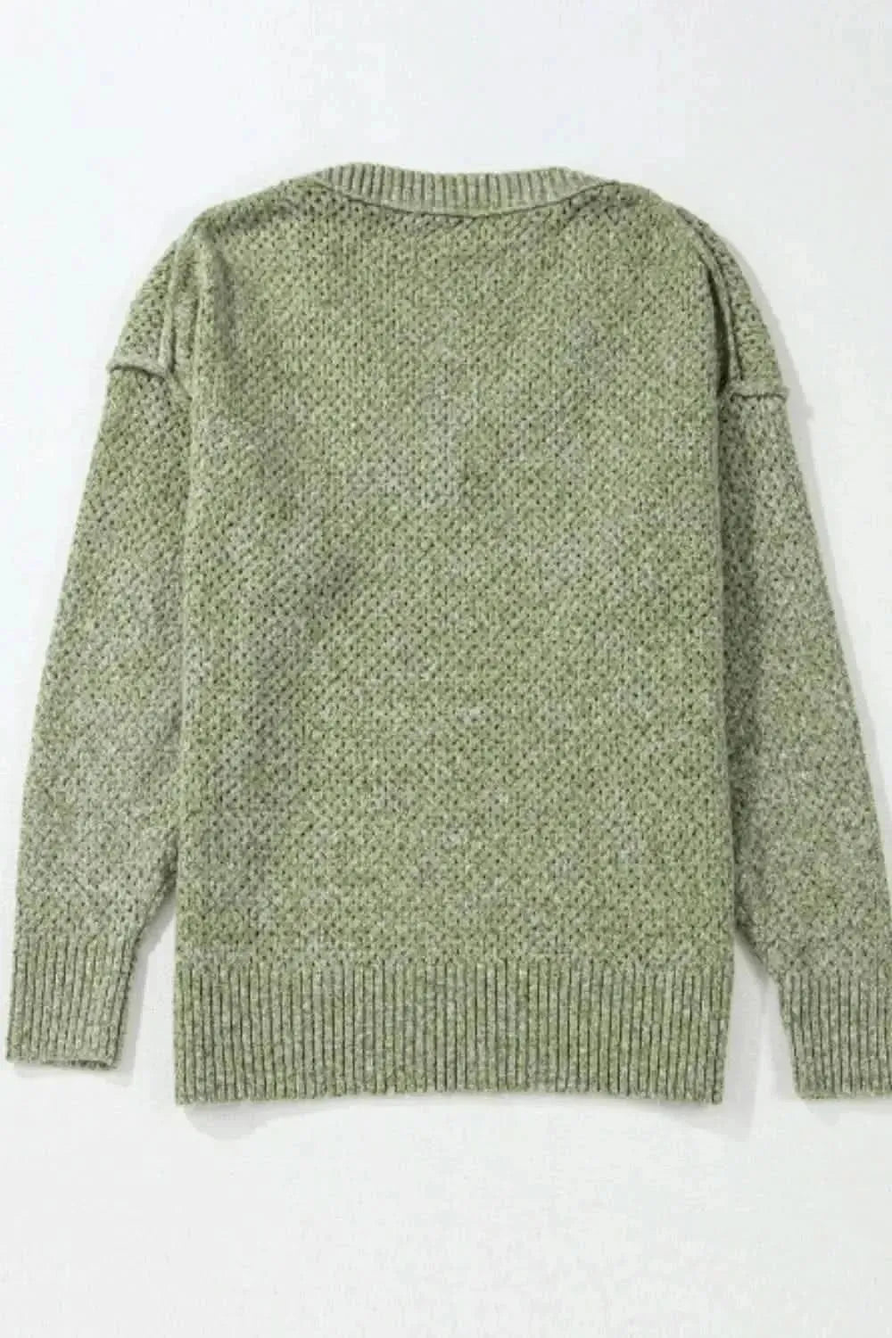 V-Neck Dropped Shoulder Long Sleeve Sweater - Bad Moms Club