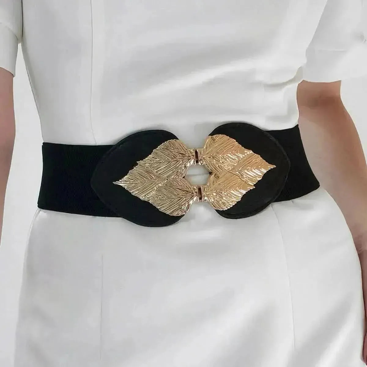 Alloy Leaf Buckle Elastic Belt - Bad Moms Club