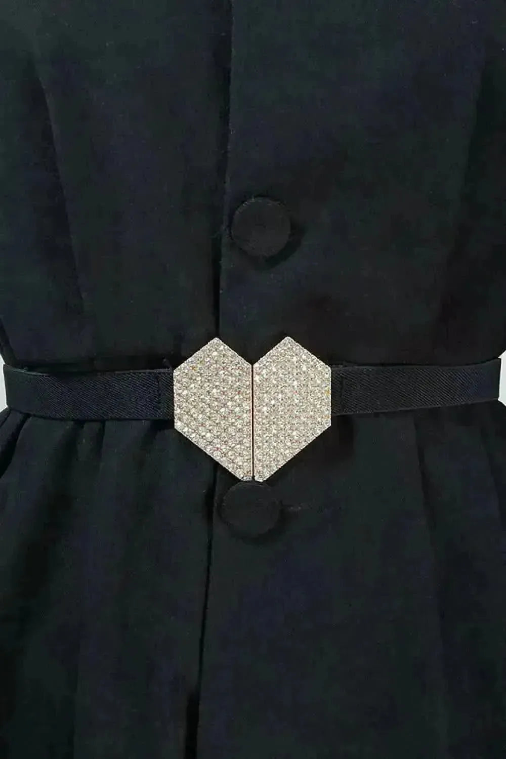 Rhinestone Heart Buckle Elastic Belt - Bad Moms Club