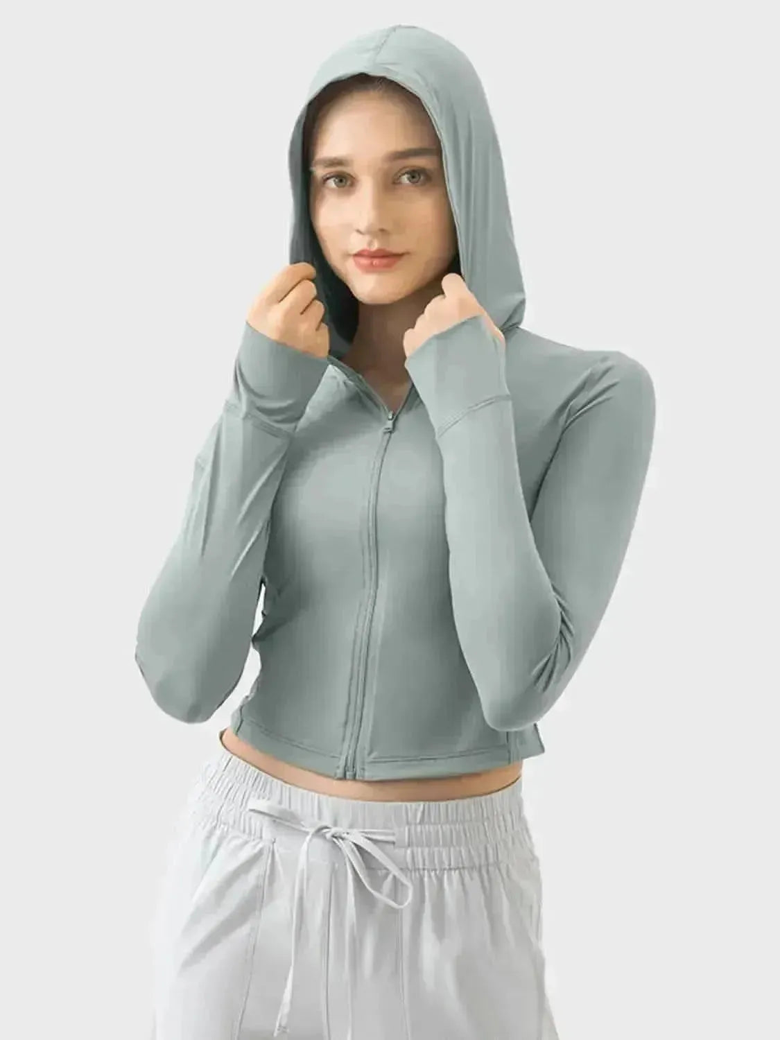 Zip Up Hooded Long Sleeve Active Outerwear - Bad Moms Club