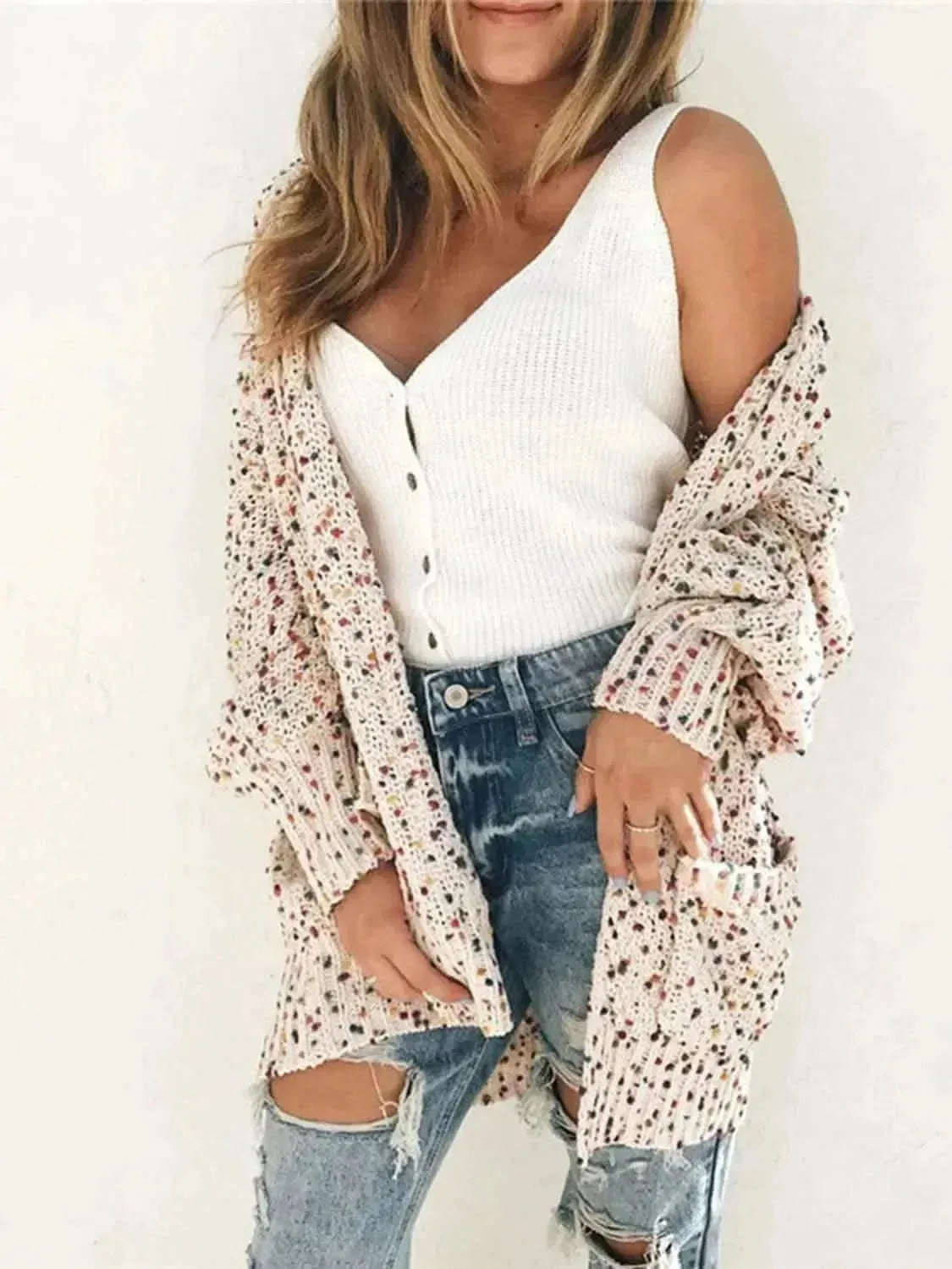 Multicolored Open Front Cardigan - Bad Moms Club