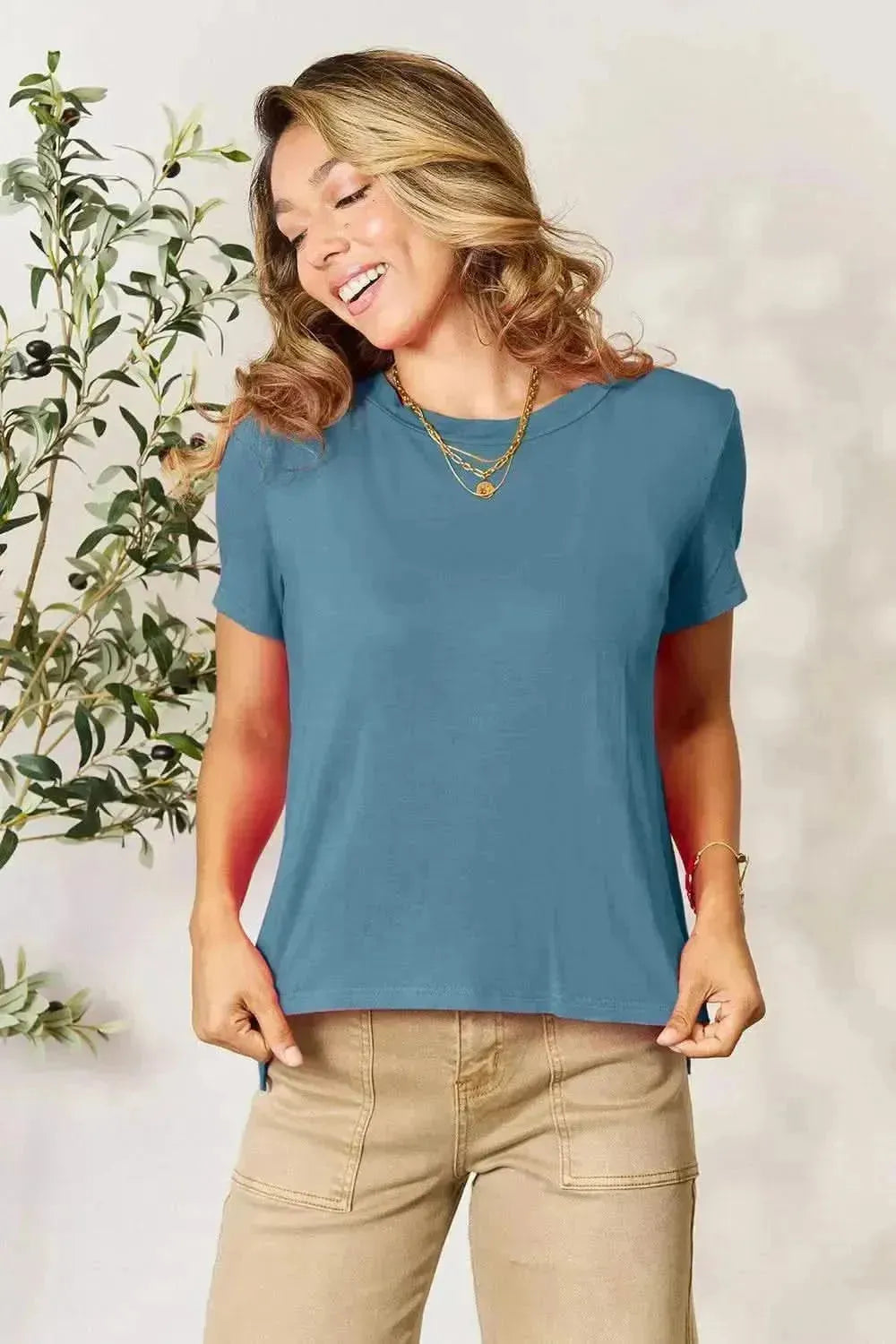 Basic Bae Full Size Round Neck Short Sleeve T-Shirt - Bad Moms Club