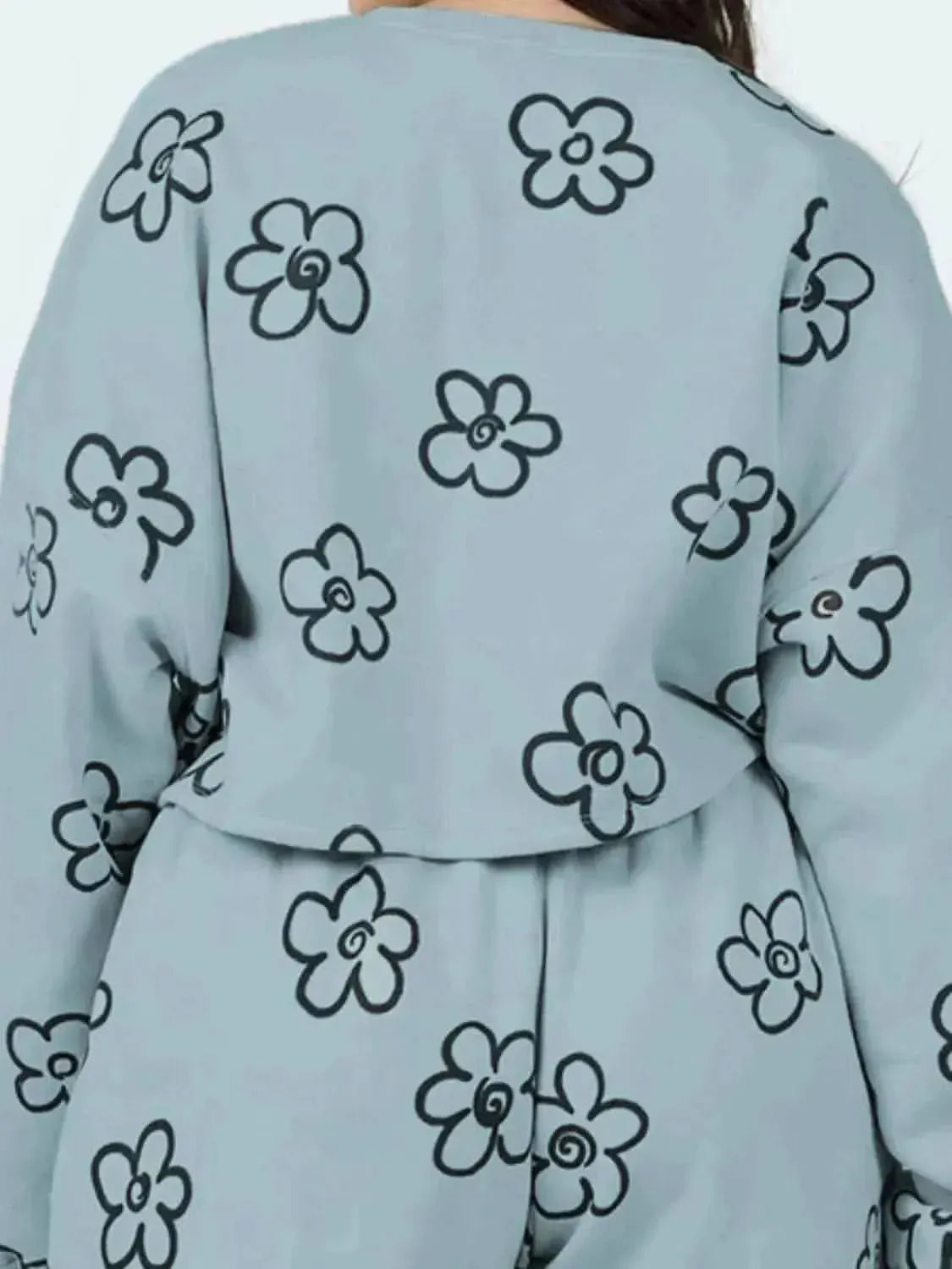 Floral Dropped Shoulder Sweatshirt and Shorts Set - Bad Moms Club