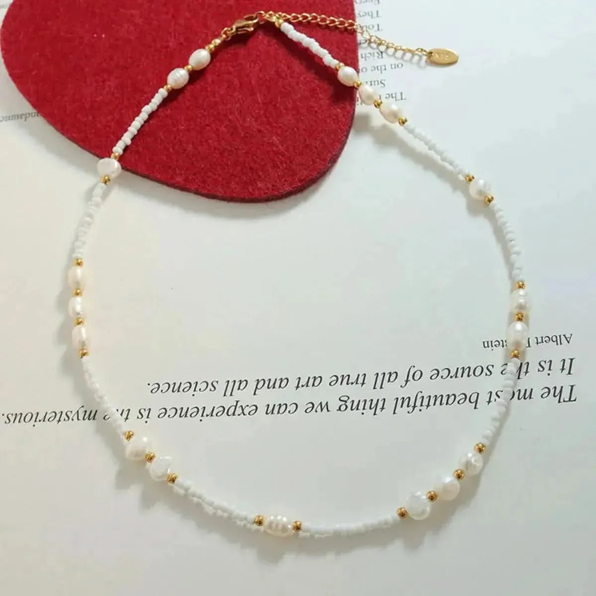 Titanium Steel Glass Bead Pearl Necklace - Bad Moms Club