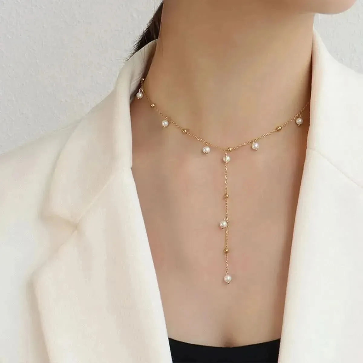 18K Gold-Plated Pearl Drop Necklace - Bad Moms Club