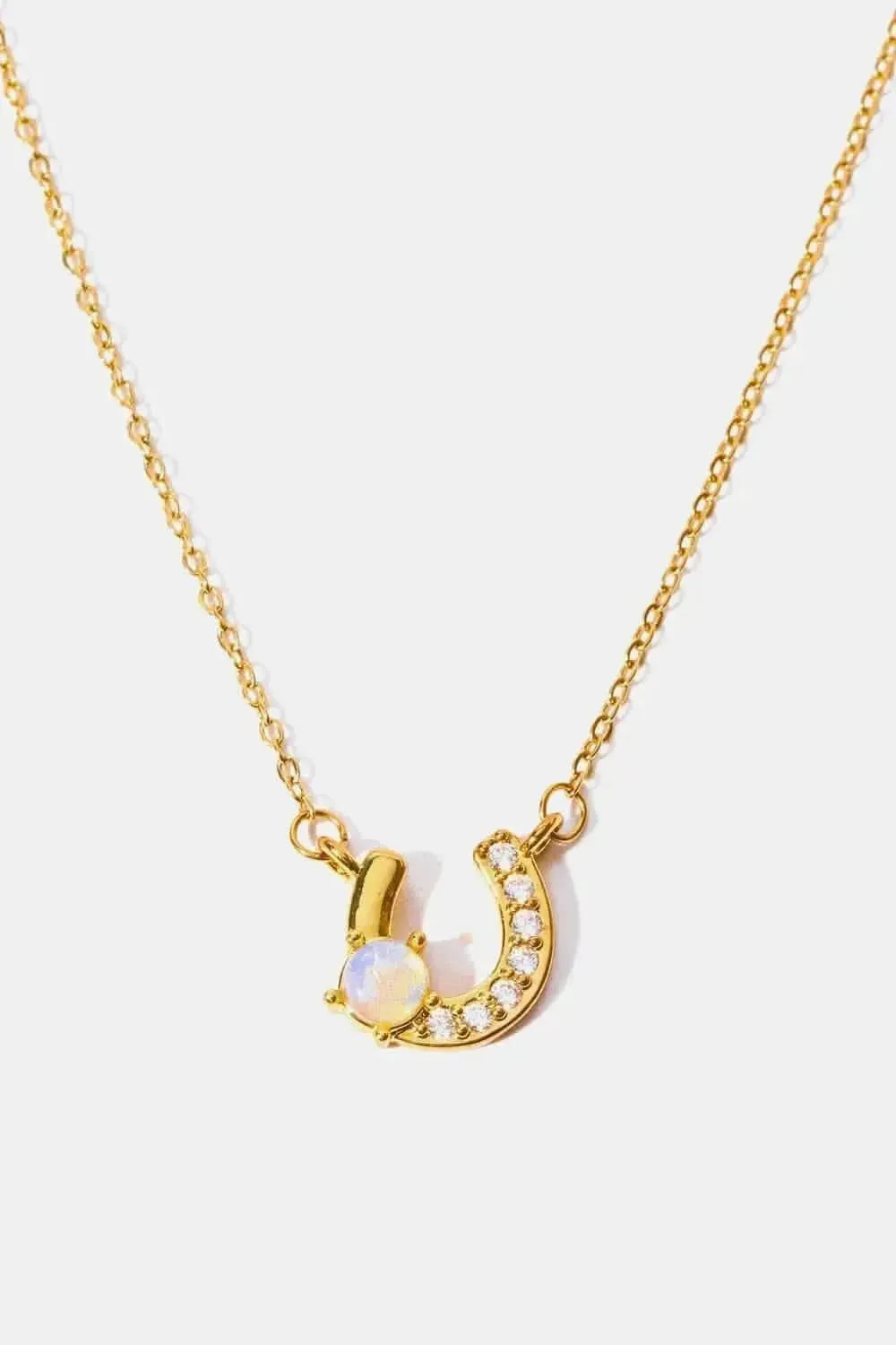 Horseshoe Shape Copper 14K Gold Plated Pendant Necklace - Bad Moms Club