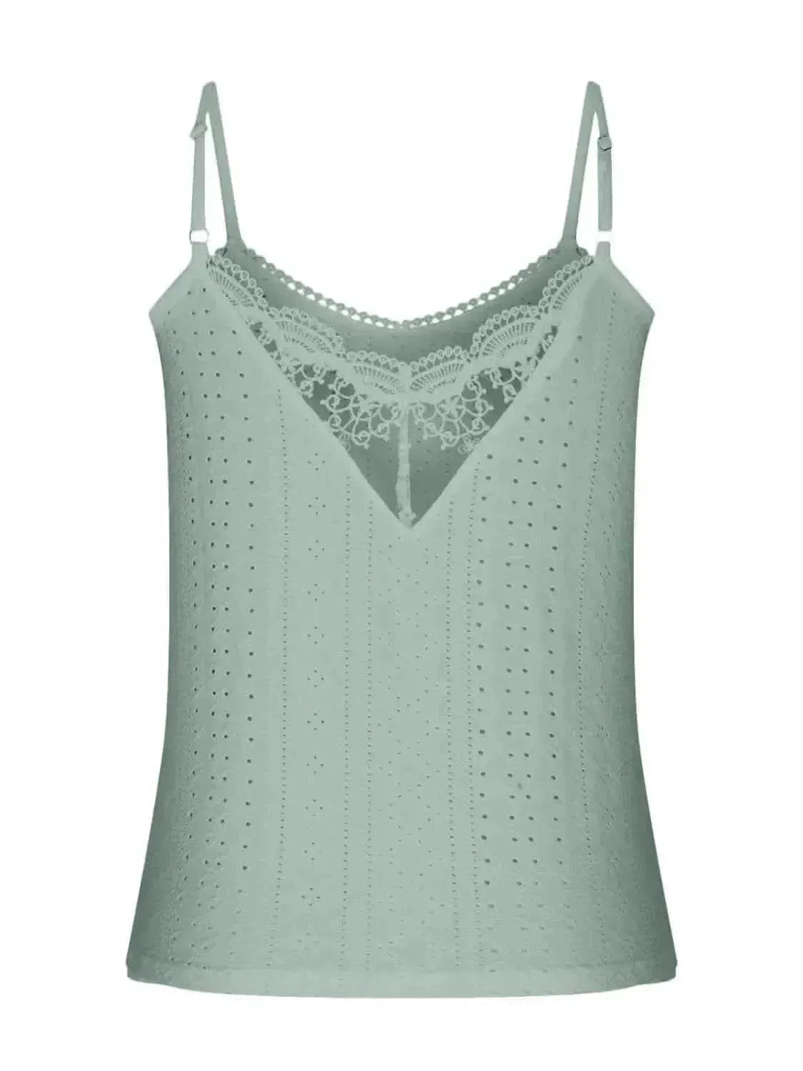 Eyelet Lace Detail V-Neck Cami - Bad Moms Club