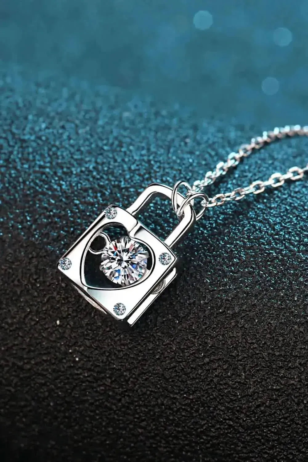 Adored Moissanite Lock Pendant Necklace - Bad Moms Club