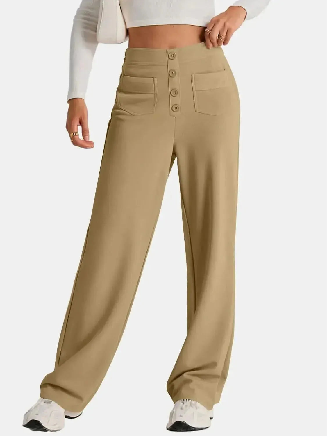 High Waist Wide Leg Pants - Bad Moms Club