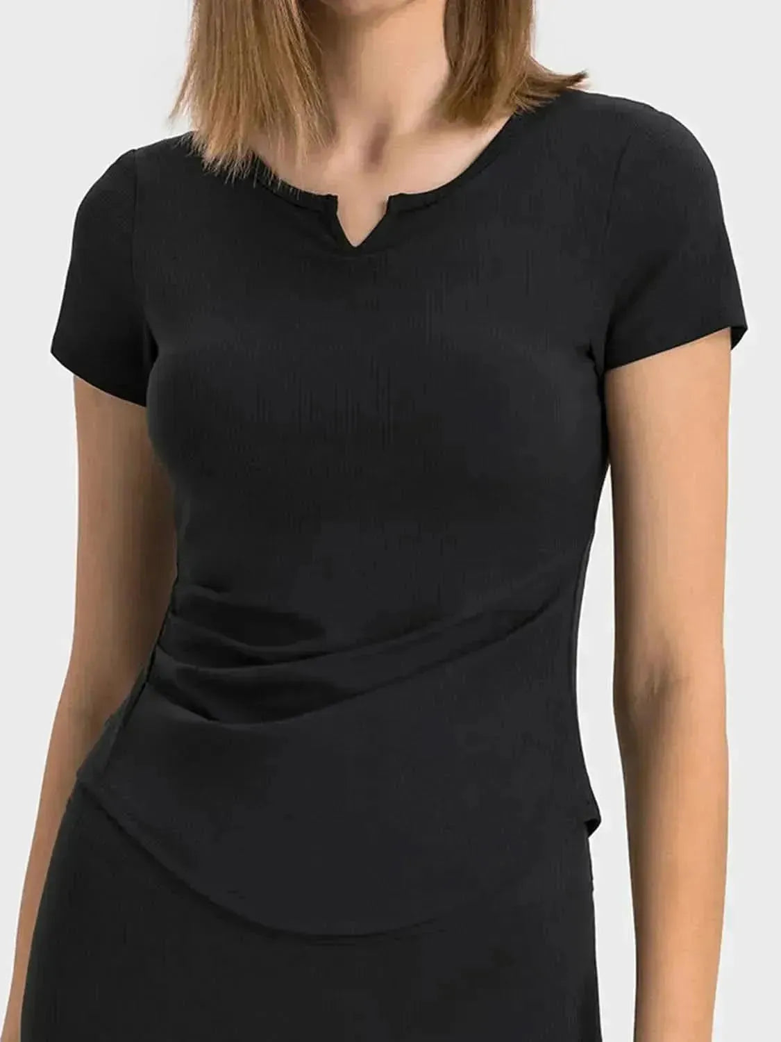 Notched Short Sleeve Active T-Shirt - Bad Moms Club