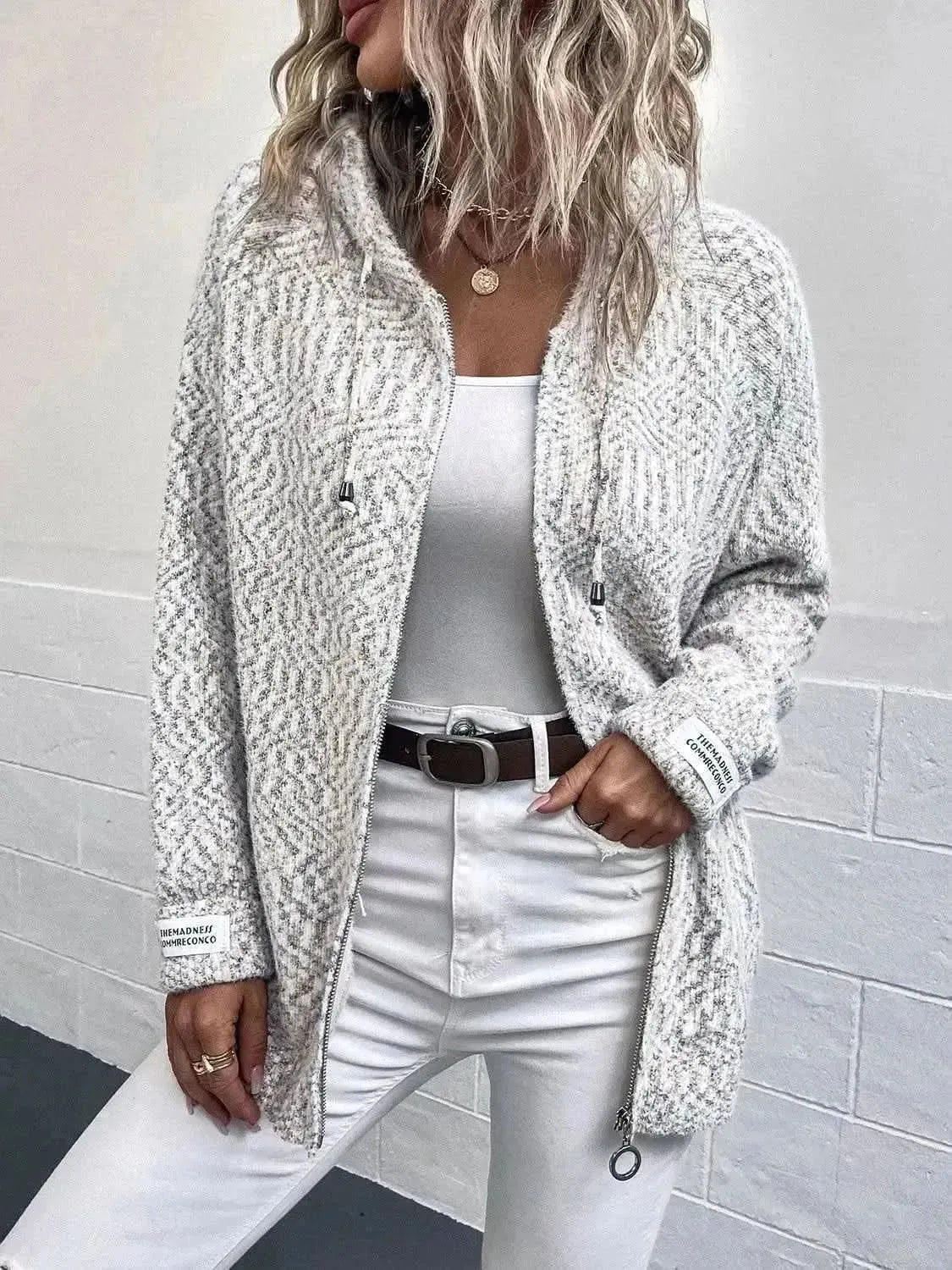 Zip-Up Hooded Sweater - Bad Moms Club