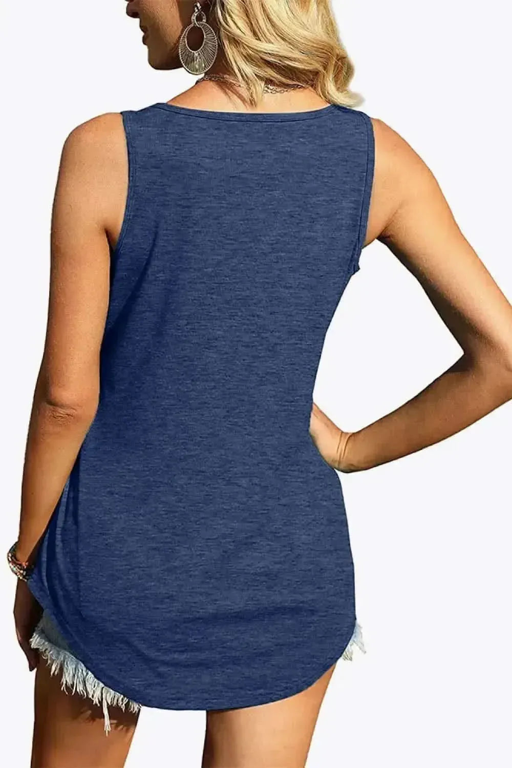Curved Hem Square Neck Tank - Bad Moms Club