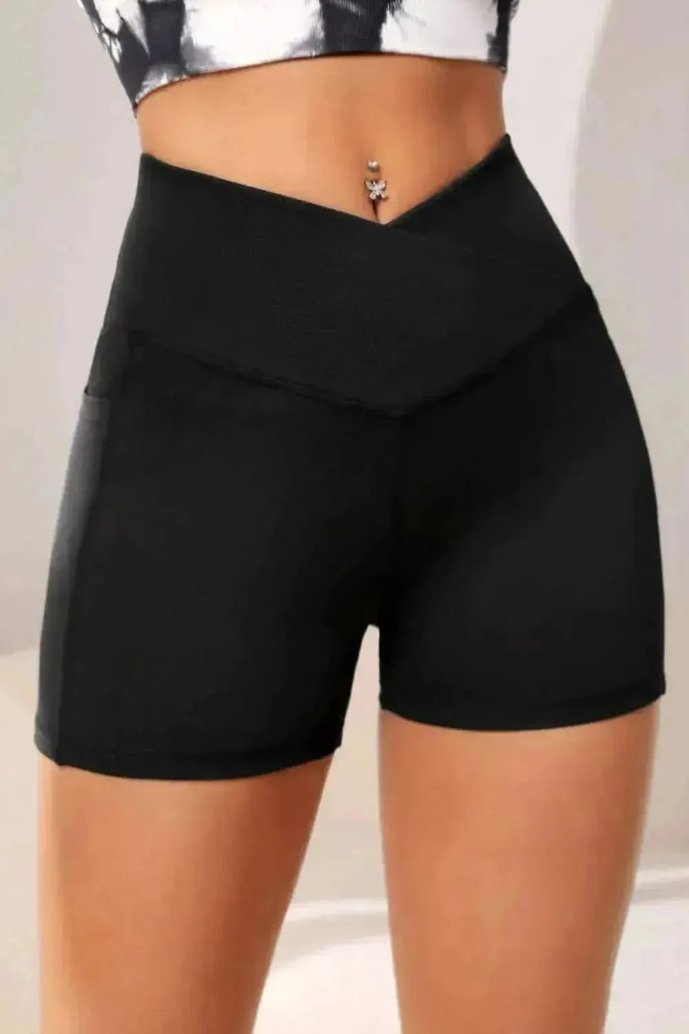 Wide Waistband Active Shorts with Pocket - Bad Moms Club