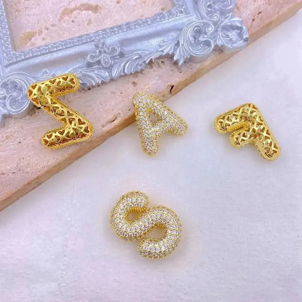 Inlaid Zircon Bubble Initial Necklace - Bad Moms Club