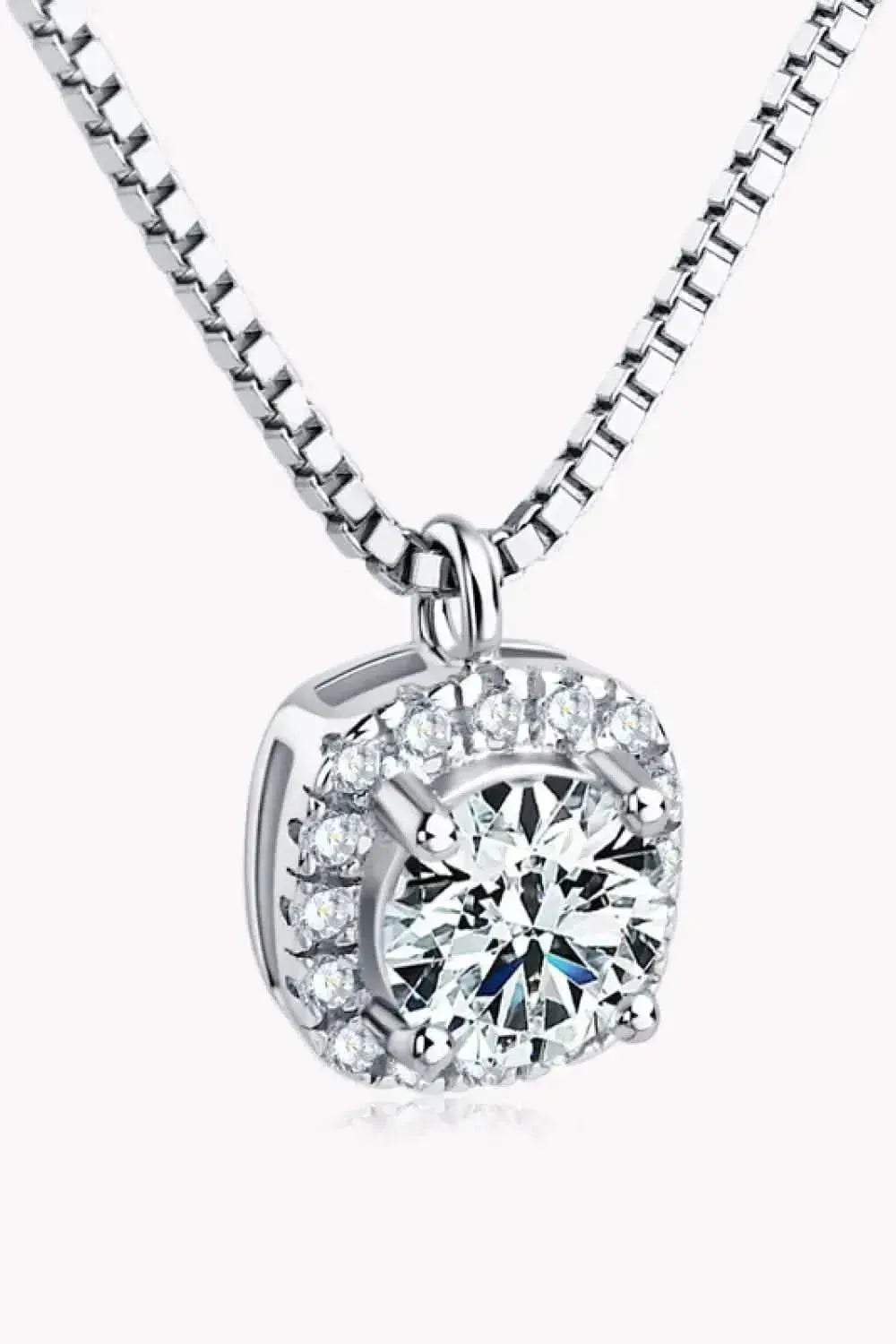 Moissanite Pendant Platinum-Plated Necklace - Bad Moms Club