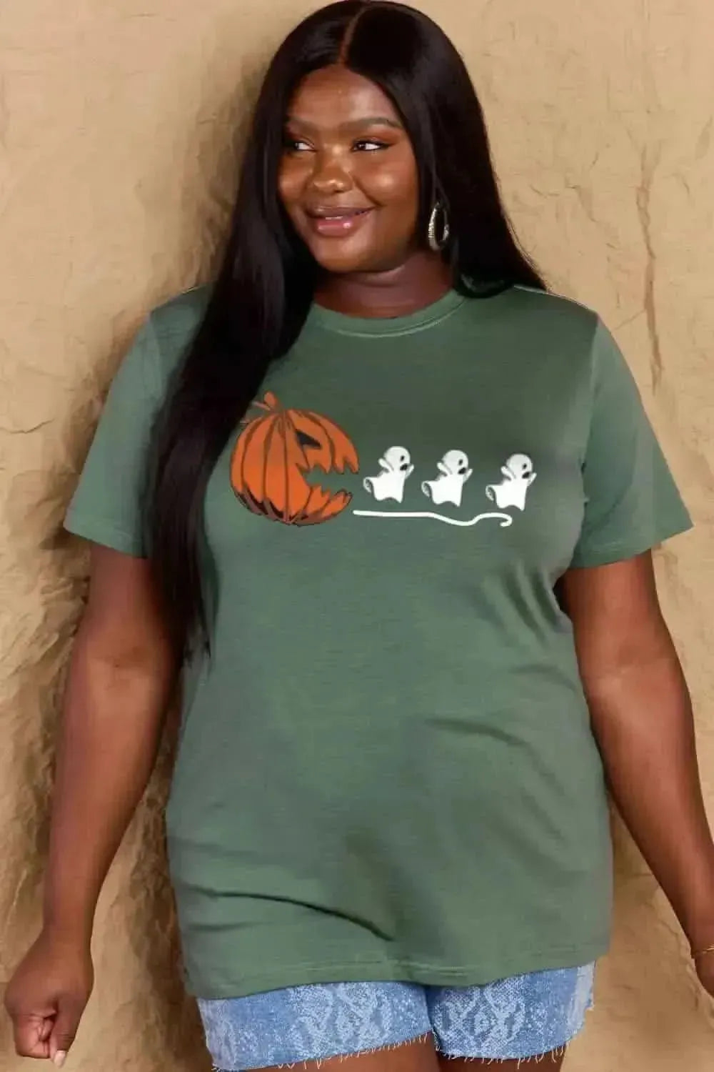 Simply Love Full Size Jack-O'-Lantern Graphic Cotton T-Shirt - Bad Moms Club