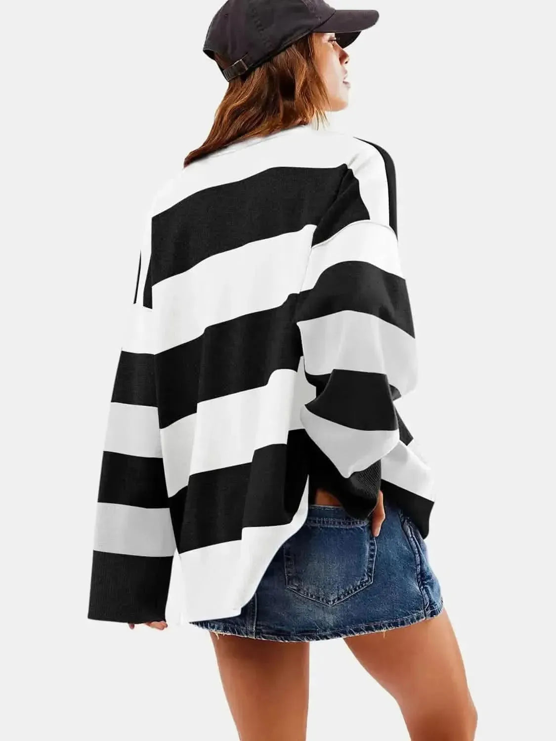 Color Block Half Zip Long Sleeve Sweater - Bad Moms Club