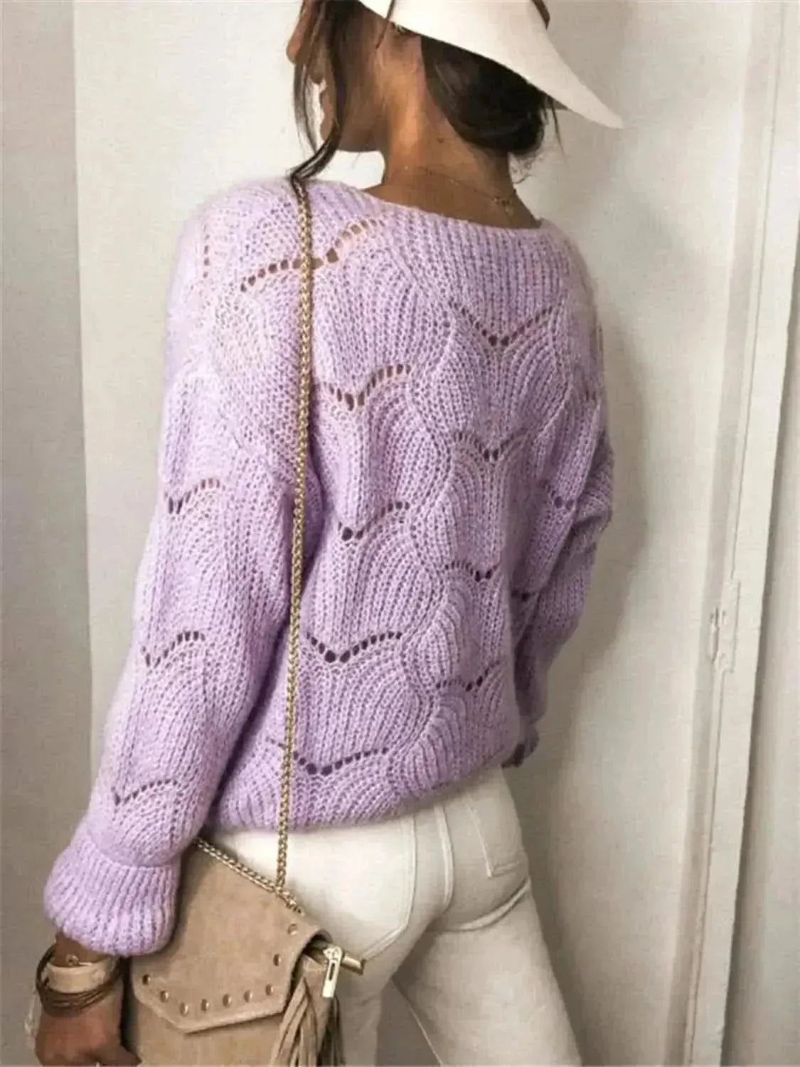 Openwork Button Up Long Sleeve Cardigan - Bad Moms Club