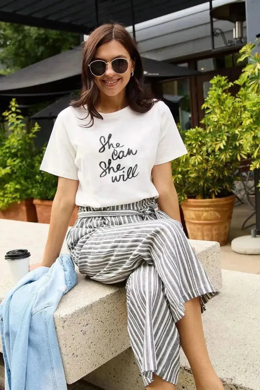 Simply Love Full Size SHE CAN SHE WILL Short Sleeve T-Shirt - Bad Moms Club