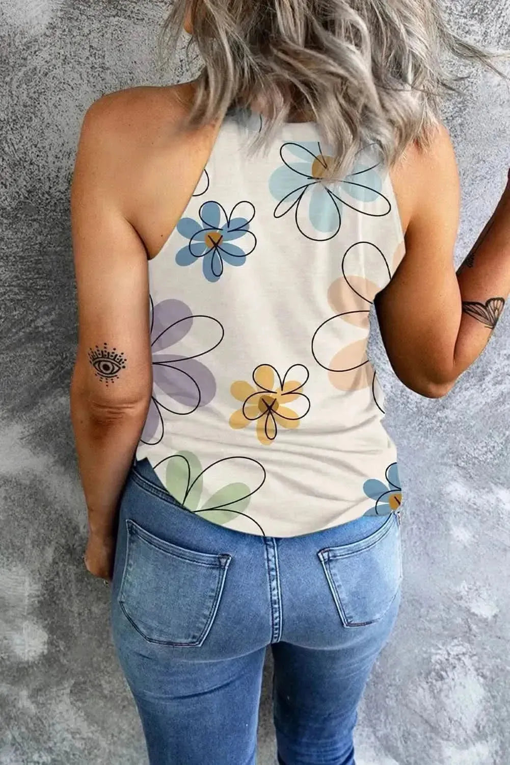 Printed Round Neck Tank - Bad Moms Club