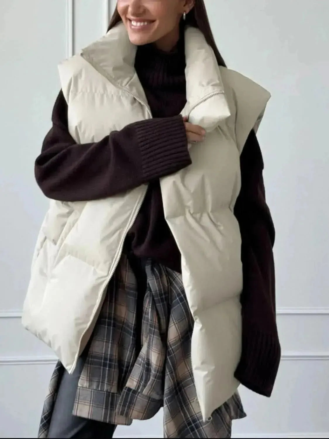Zip Up Turtleneck Vest Coat - Bad Moms Club