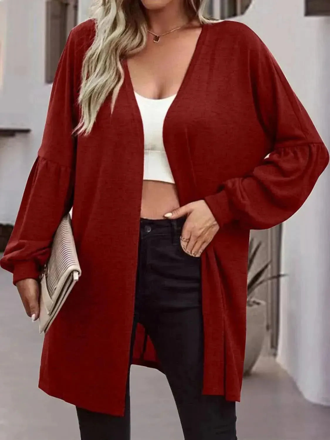 Open Front Long Sleeve Cardigan - Bad Moms Club