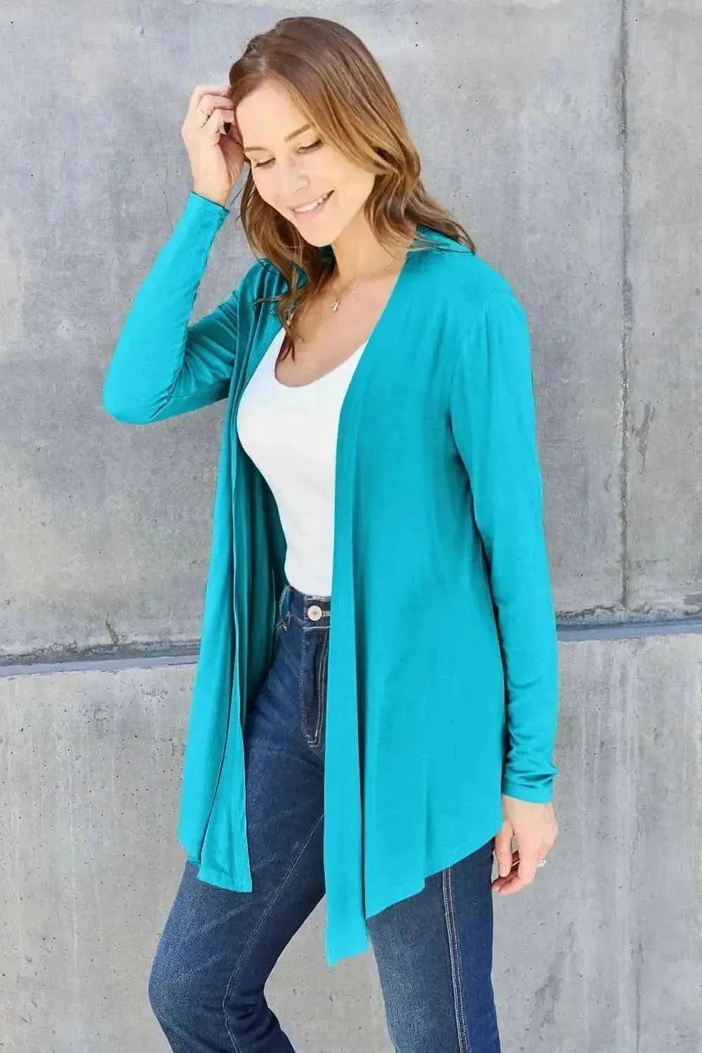 Basic Bae Full Size Open Front Long Sleeve Cardigan - Bad Moms Club