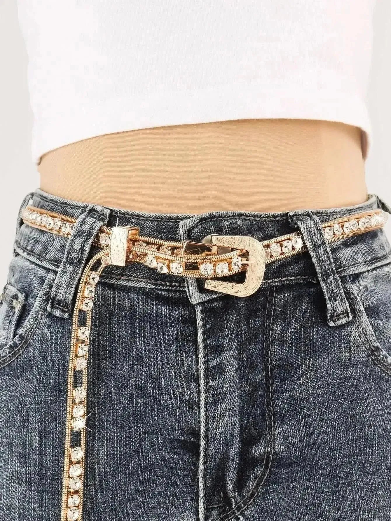 Rhinestone Metal Belt - Bad Moms Club