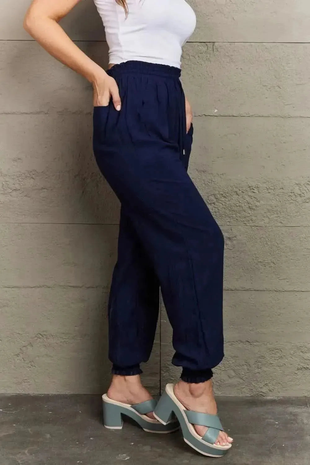 Tied Long Joggers with Pockets - Bad Moms Club