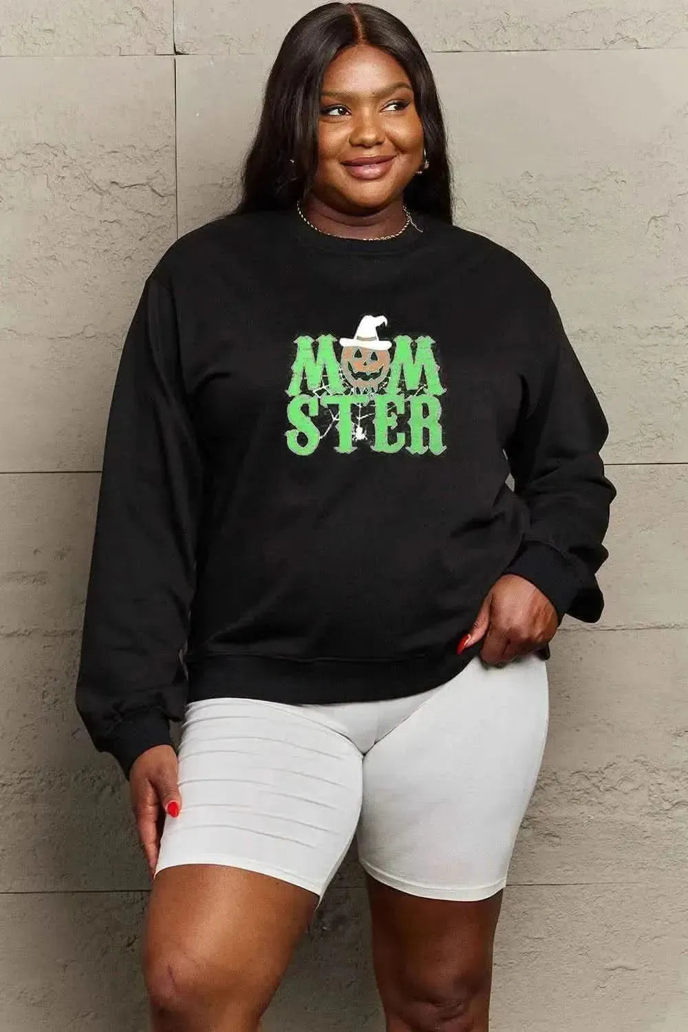 Simply Love Full Size Drop Shoulder Graphic Sweatshirt - Bad Moms Club