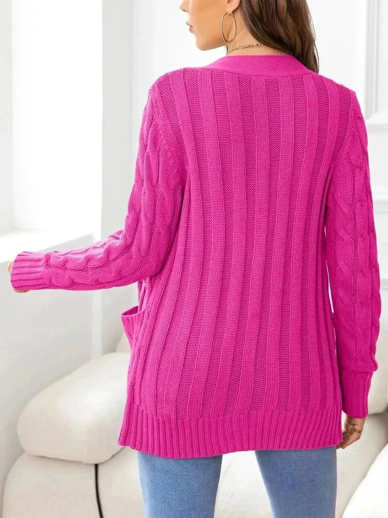 Button Down Cable-Knit Cardigan - Bad Moms Club