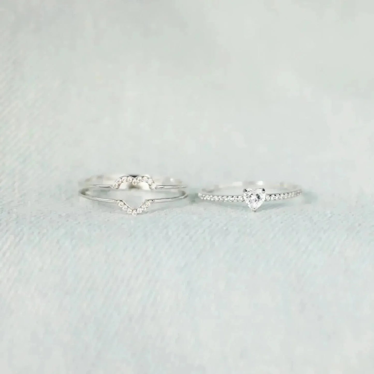 925 Sterling Silver Inlaid Zircon Heart Ring - Bad Moms Club