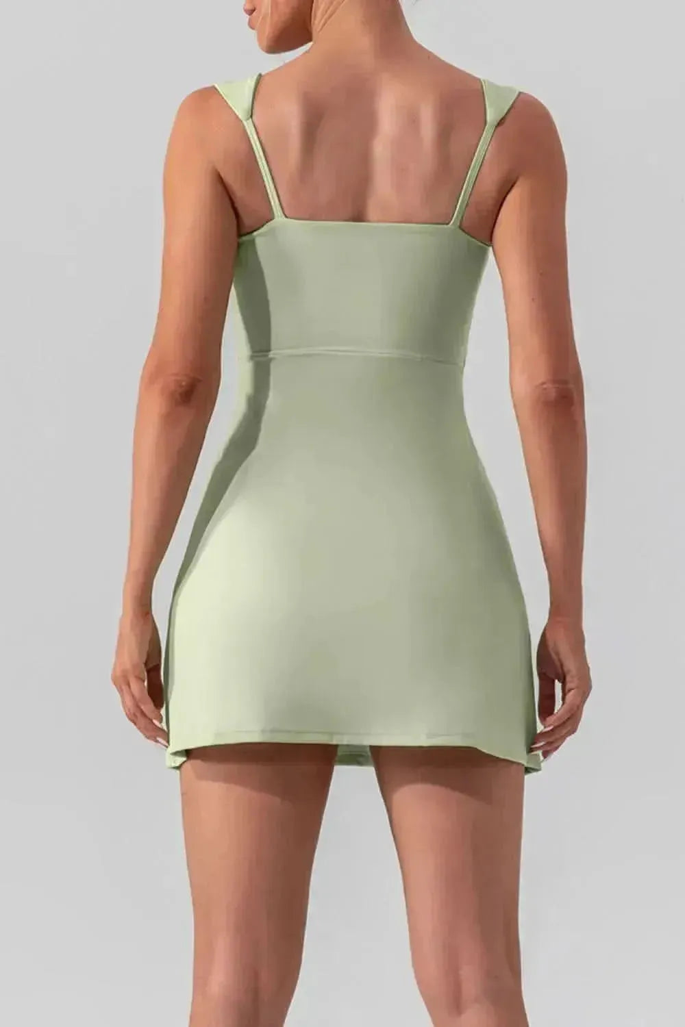 Square Neck Sleeveless Slit Mini Active Dress - Bad Moms Club