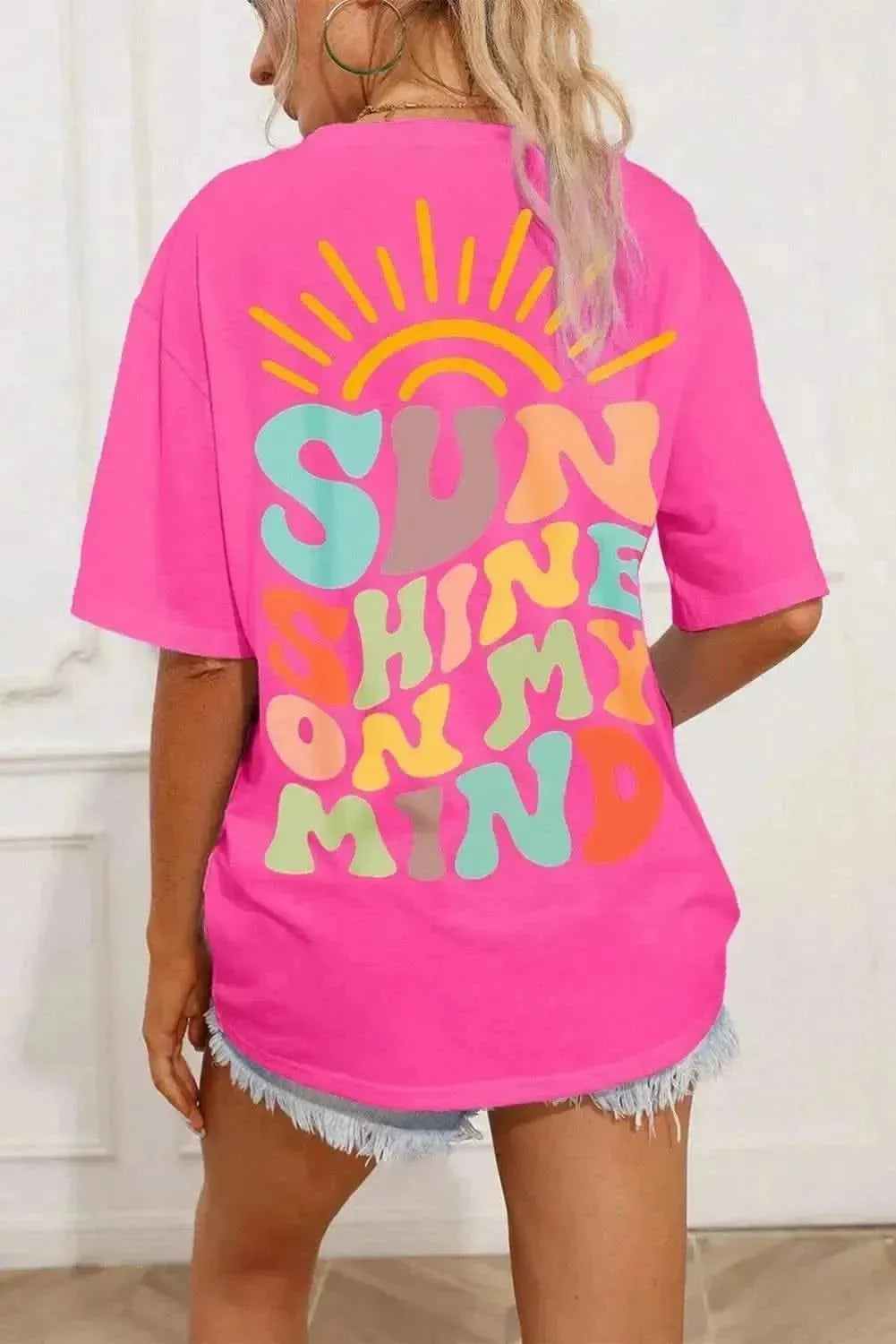 SUN SHINE ON MY MIND Round Neck T-Shirt - Bad Moms Club
