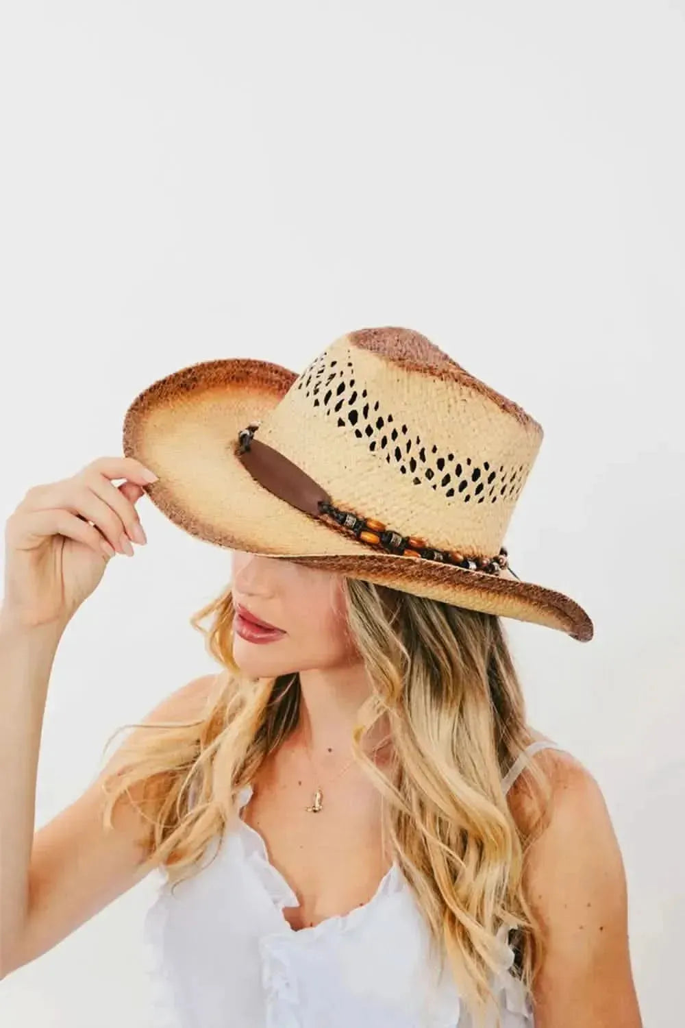 Fame Cutout Wide Brim Straw Hat - Bad Moms Club
