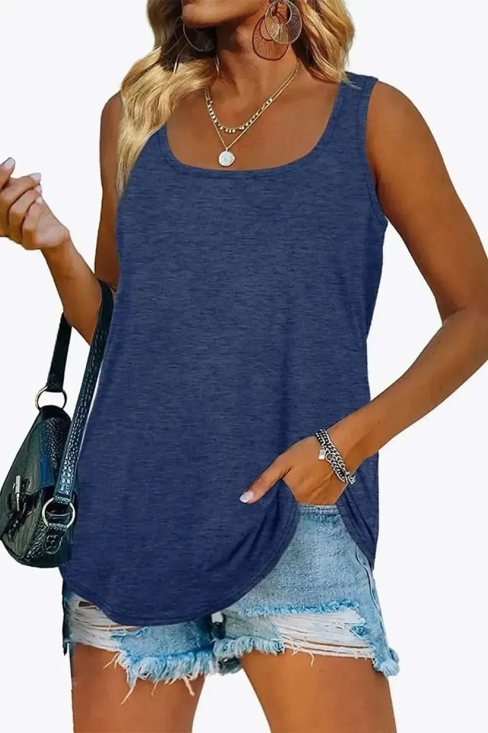 Curved Hem Square Neck Tank - Bad Moms Club