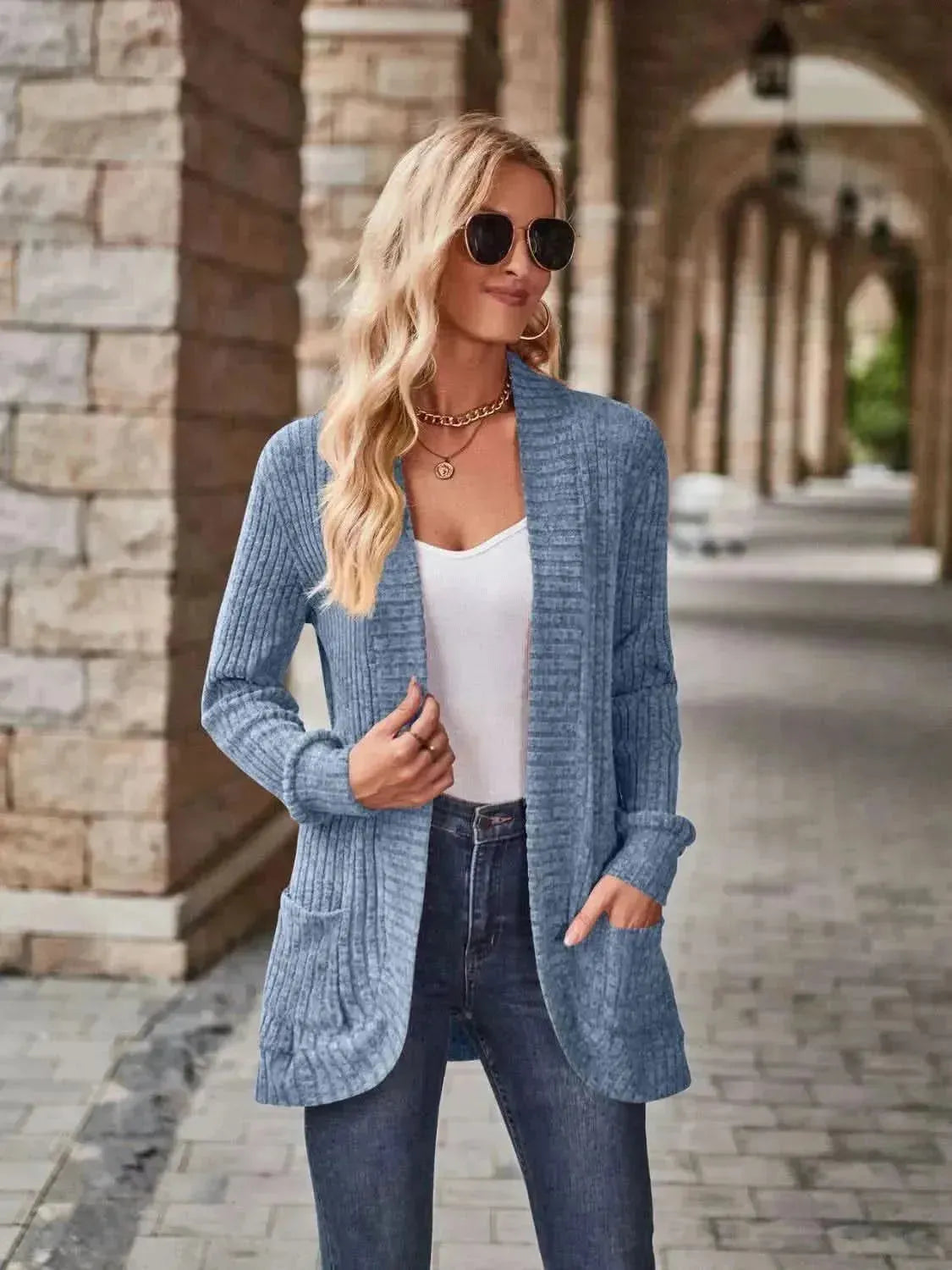 Open Front Cardigan with Pockets - Bad Moms Club