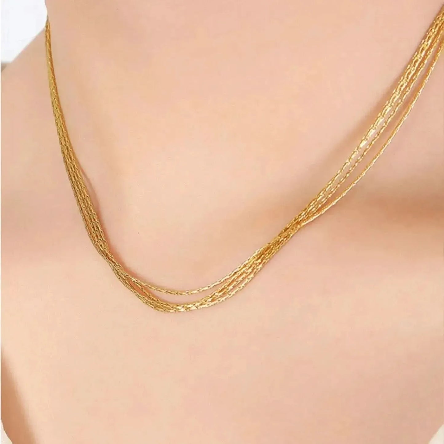 18K Gold-Plated Multi-Layer Clavicle Chain Necklace - Bad Moms Club