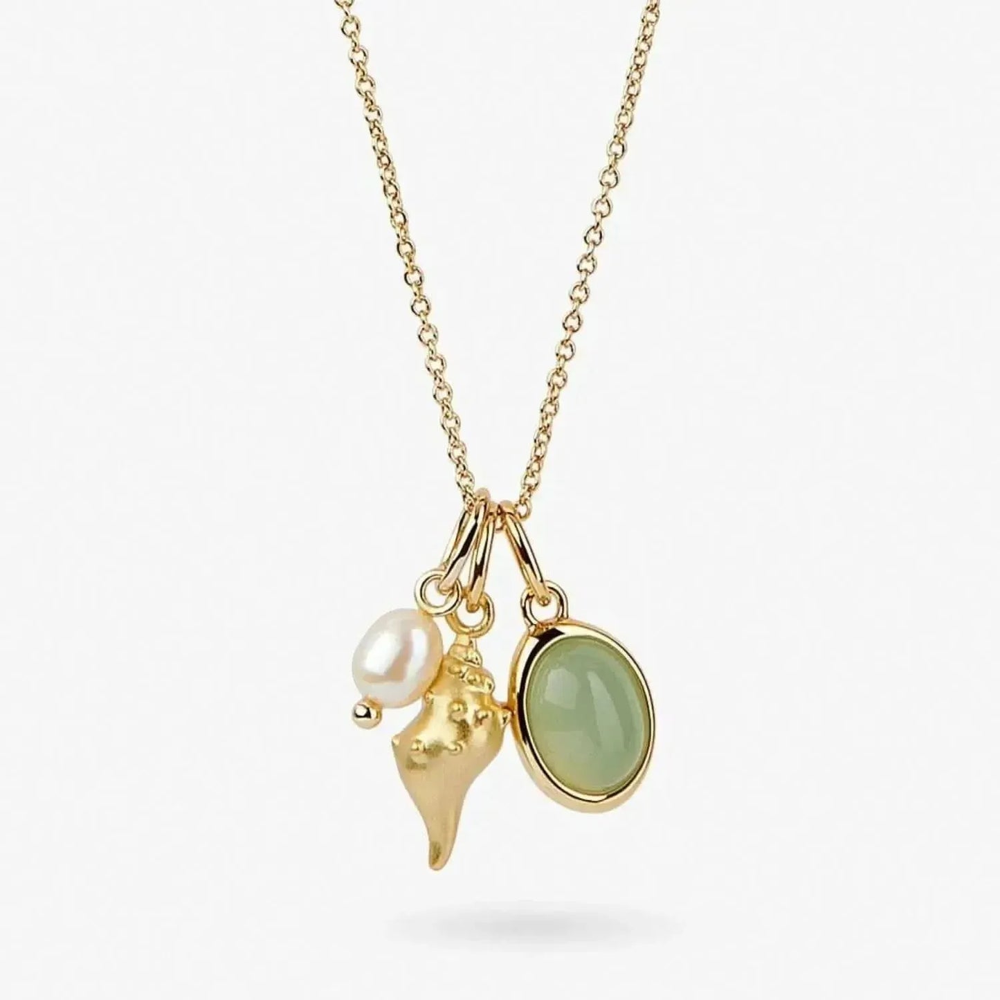 14K Gold-Plated Natural Crystal Conch Pendant Necklace - Bad Moms Club