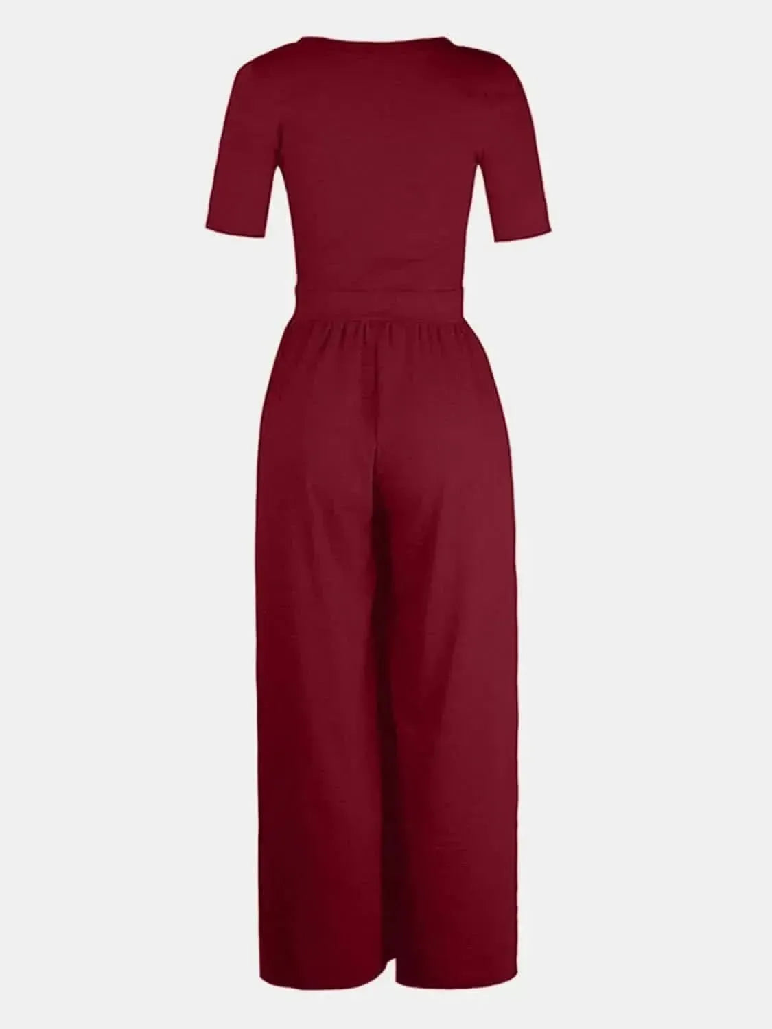 Scoop Neck Short Sleeve Jumpsuit - Bad Moms Club