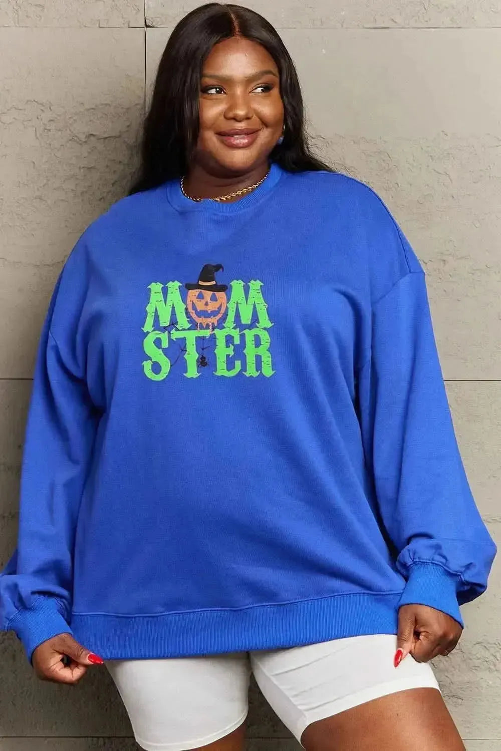 Simply Love Full Size Drop Shoulder Graphic Sweatshirt - Bad Moms Club
