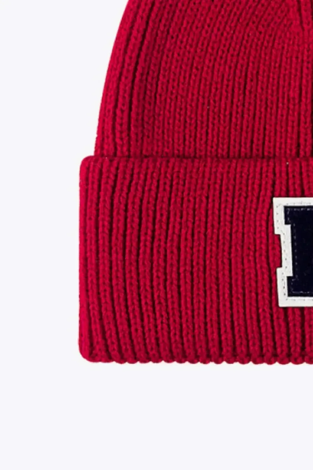 Letter Patch Cuffed Knit Beanie - Bad Moms Club