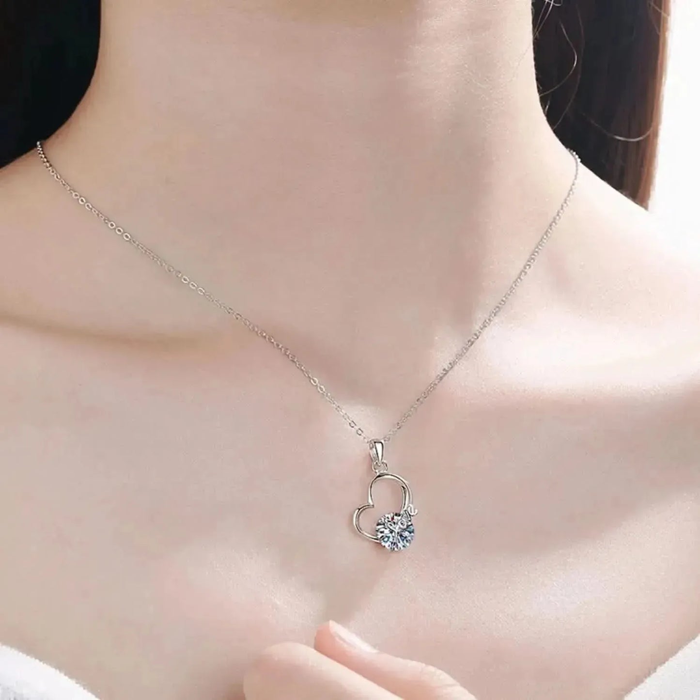 2 Carat Moissanite Heart 925 Sterling Silver Necklace - Bad Moms Club